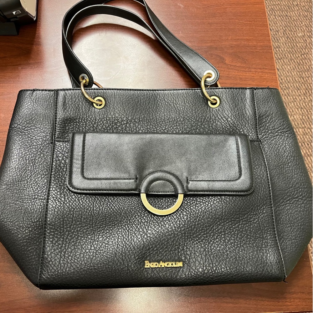 Enzo Angiolini Black Leather Shoulder Bag